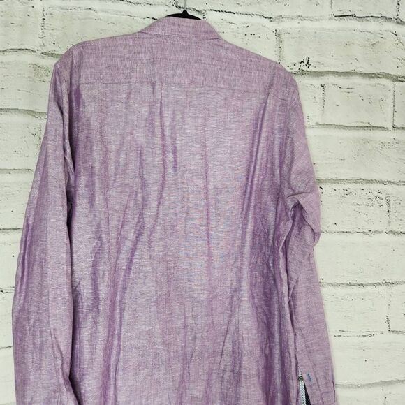 Ted Baker London Linen Blend Longsleeve Button Down Shirt Purple Size 5 XL - Picture 7 of 11